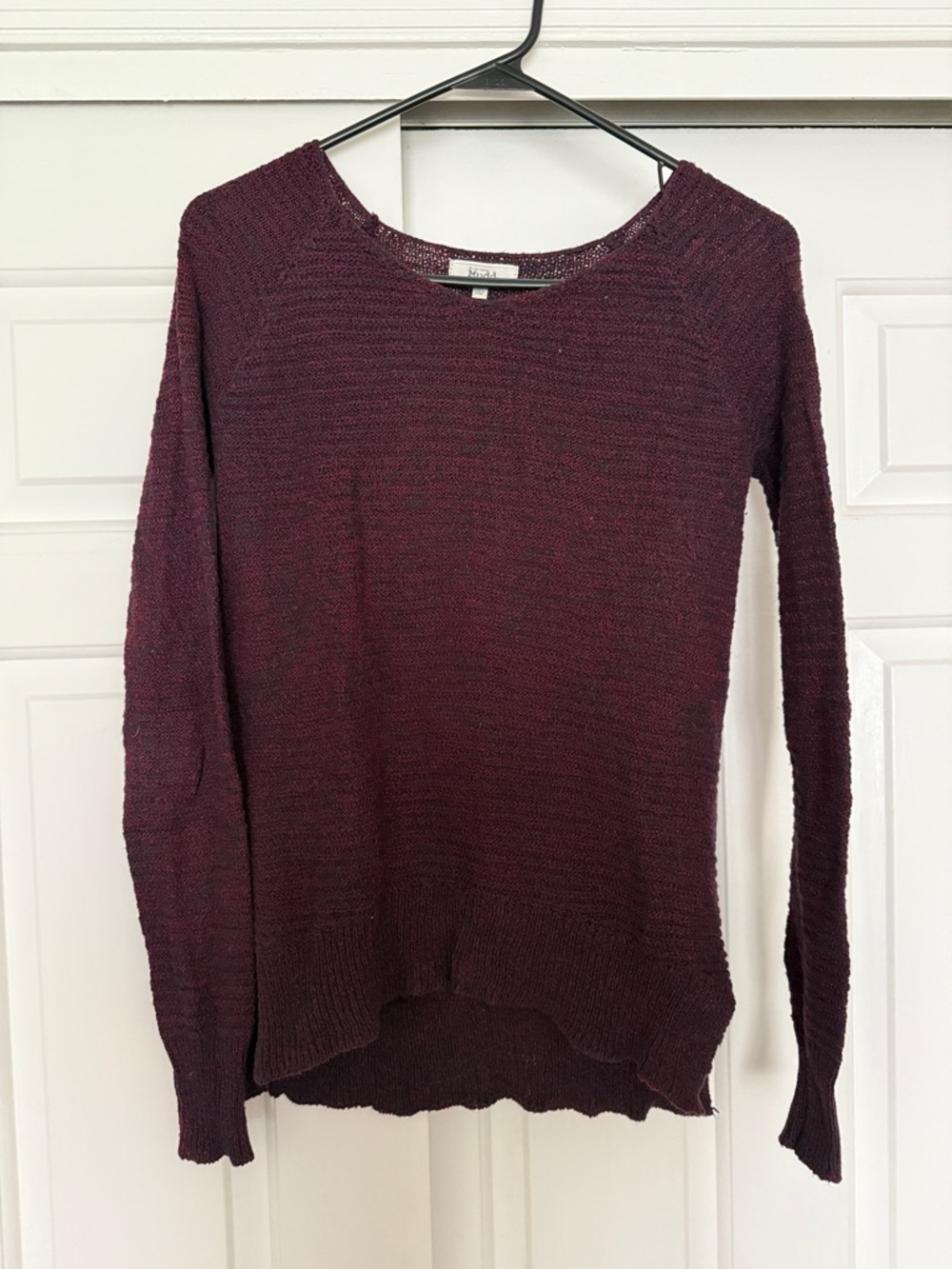 Mudd Women's Scoop Neck Knit Sweater in Deep Burgundy